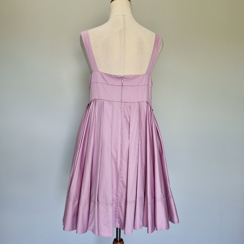 Aje Frequency Lilac Purple Cotton Pleated Babydoll Mini Dress Size 14 - Picture 5 of 10